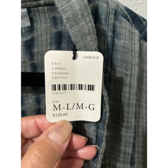 NWT Free People FP Tie Dye Ruffle Kimono Wrap Top Green M-L - Picture 5 of 10